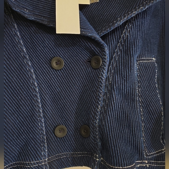 NWT Pilcro Navy Blue Cropped Denim Peacoat Jacket Large - Picture 10 of 10